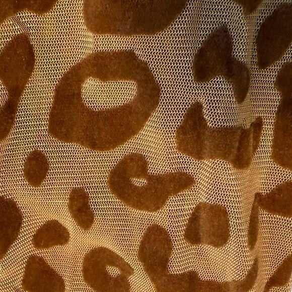 Motel Rocks Leopard Print Mesh Crop Top Long Sleeve Going Out Brown Tan Size XS - Picture 6 of 10